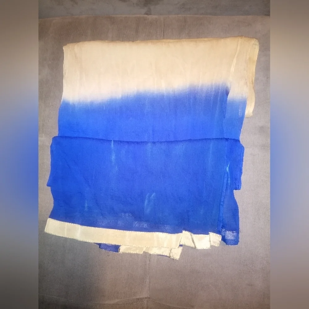 Blue and Gold Trim Ombré Scarf/Dupatta